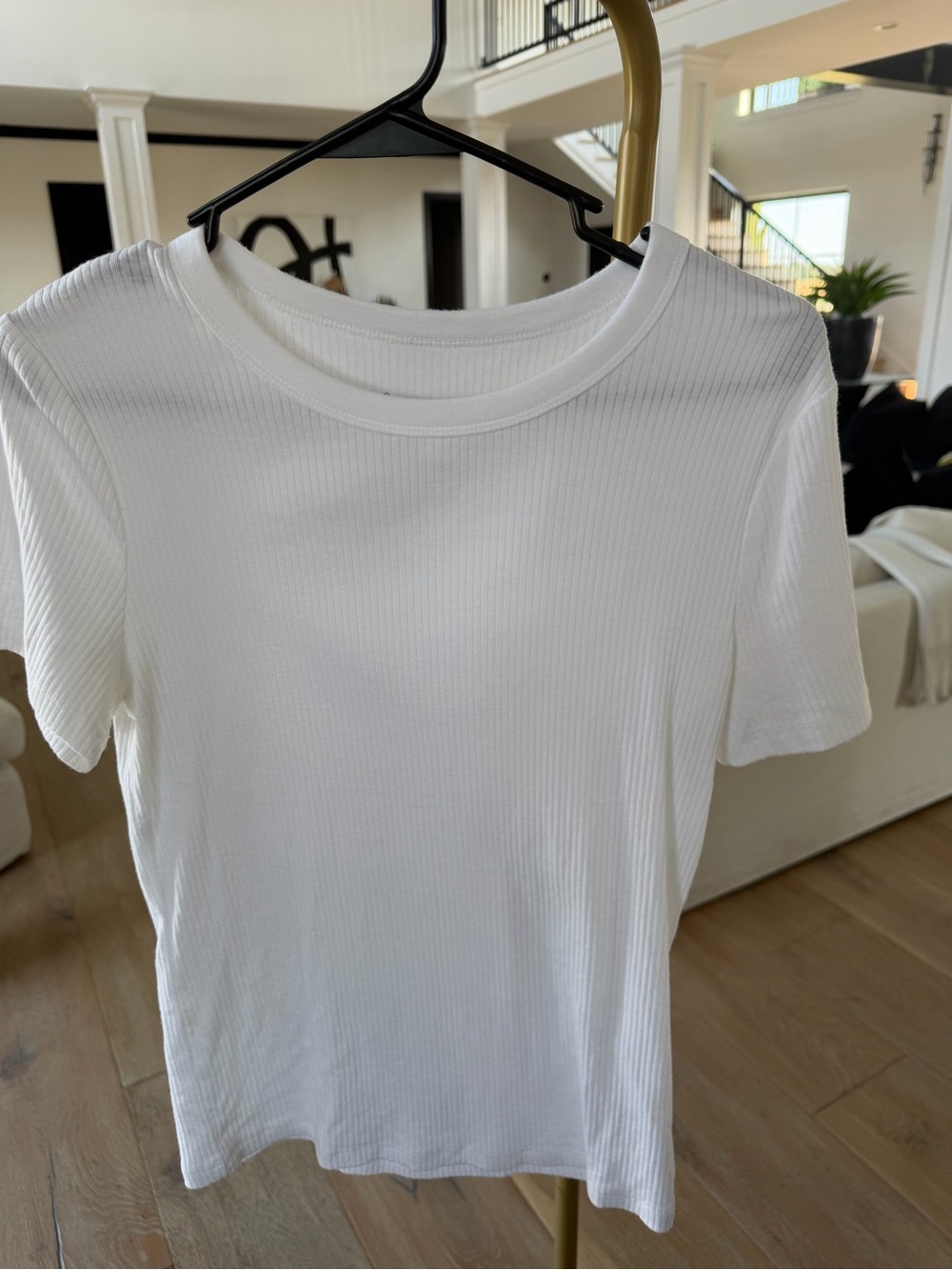 a new day White Ribbed Short Sleeve Crew Tee